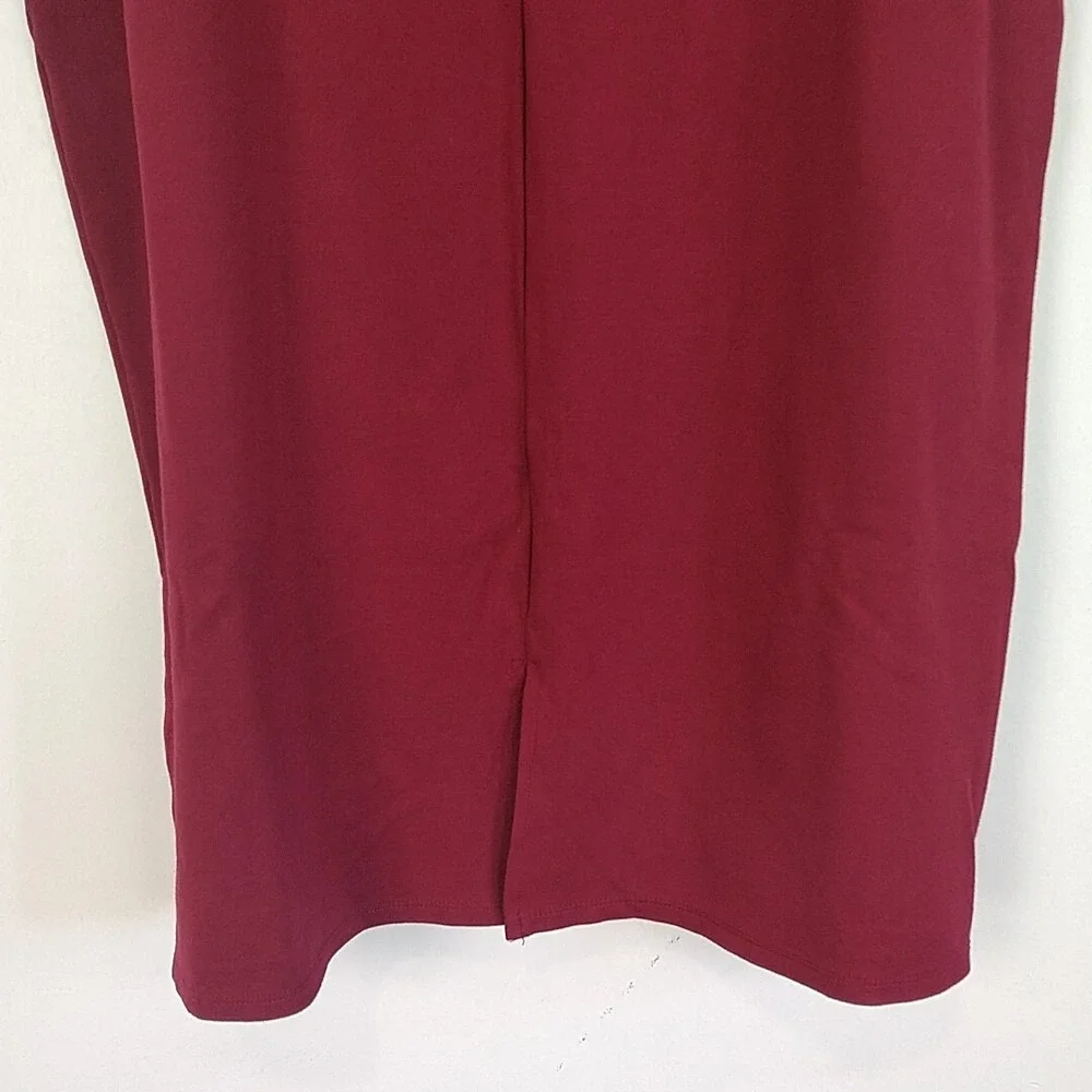 Ashley Blue Pencil Skirt Womens 2X Burgundy Red Black Elastic Waist 5720X